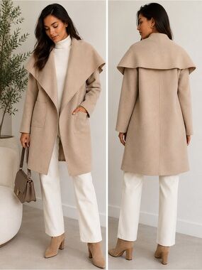BCBGMAXAZRIA Brinley Handmade Drape Front Coat